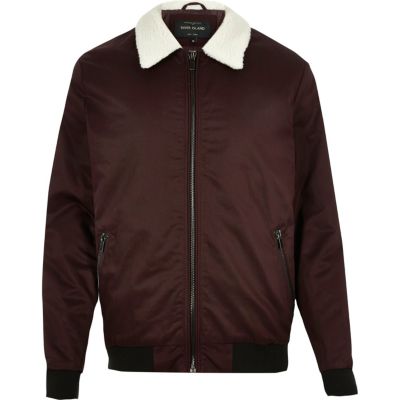Dark red borg collar harrington jacket